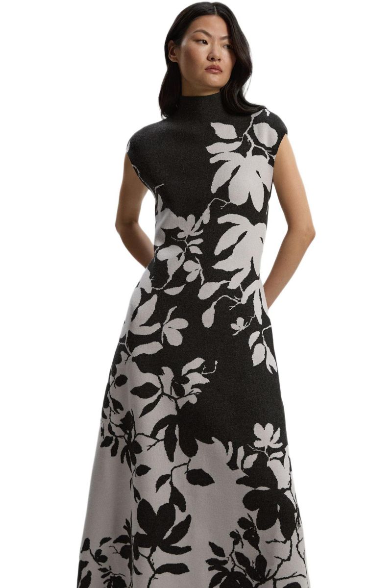 Women's Jacquard Floral Knitted Maxi Dress