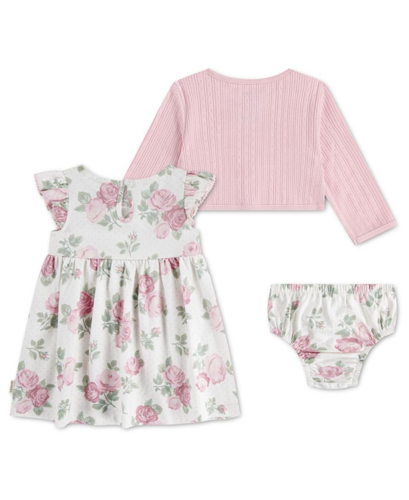 Baby Girls' Babywear Long-Sleeve Cardigan, Dress and Bloomers, 3-Piece Set