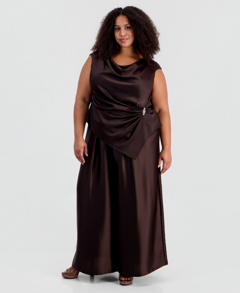 Plus Size Pleated Wide-Leg Pants