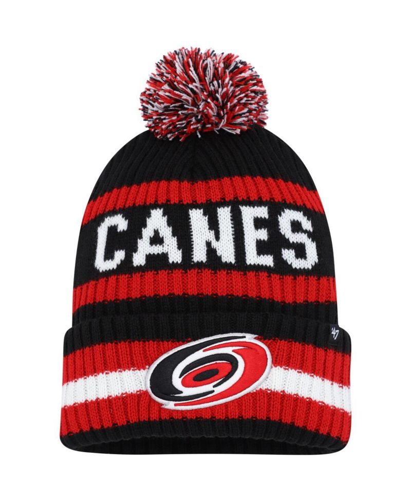 Men's Black Carolina Hurricanes Bering Cuffed Knit Hat with Pom