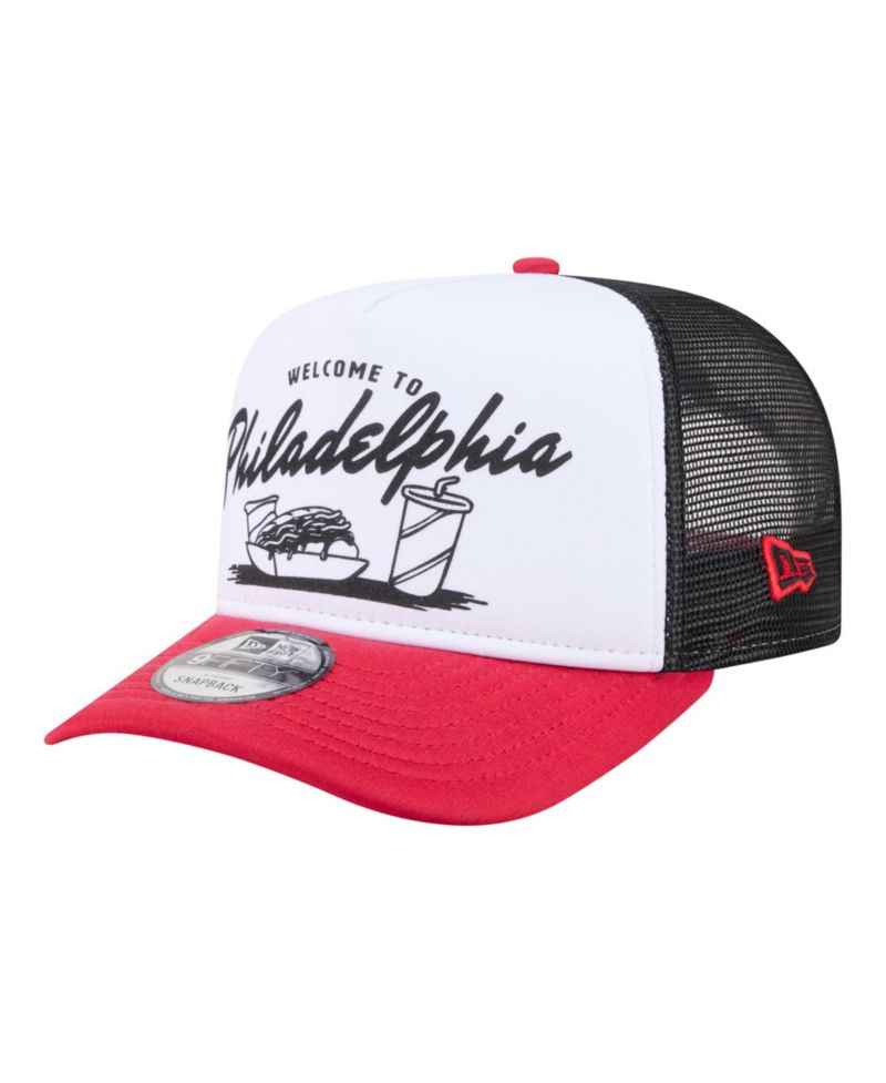 Men's White/Red Philadelphia Phillies Foodie A-Frame 9FIFTY Trucker Snapback Hat