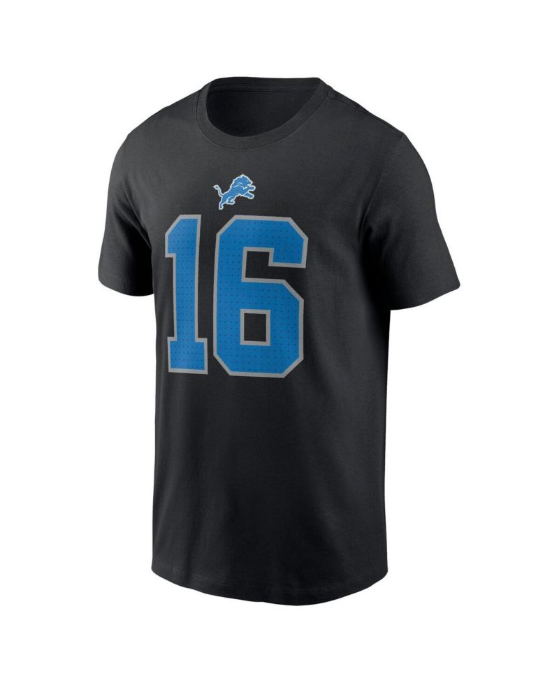 Men's Jared Goff Black Detroit Lions Name & Number T-Shirt
