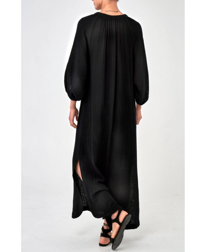 Women's Ocean+Main Avery Long Tie Neck Dress Gauze Caftan
