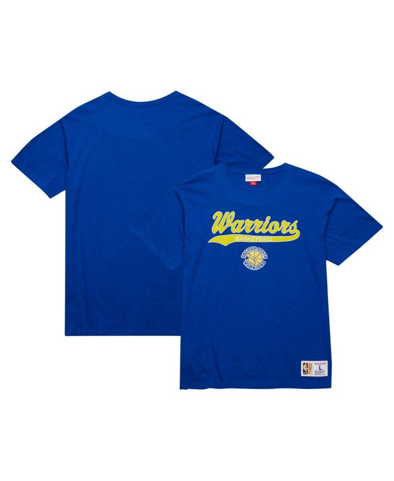 Men's Royal Golden State Warriors Hardwood Classics Felt applique Slub T-Shirt