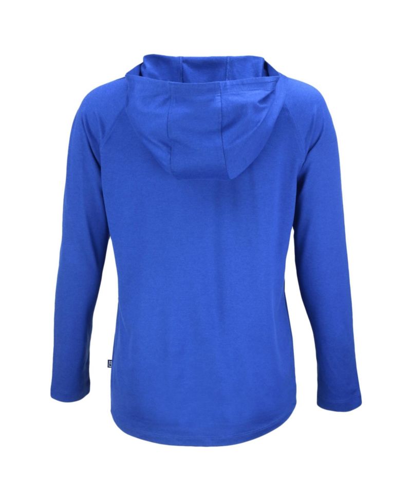 Women's Royal New York Yankees Cooperstown Collection Coastline Epic Comfort Eco Hoodie Raglan Long Sleeve T-Shirt