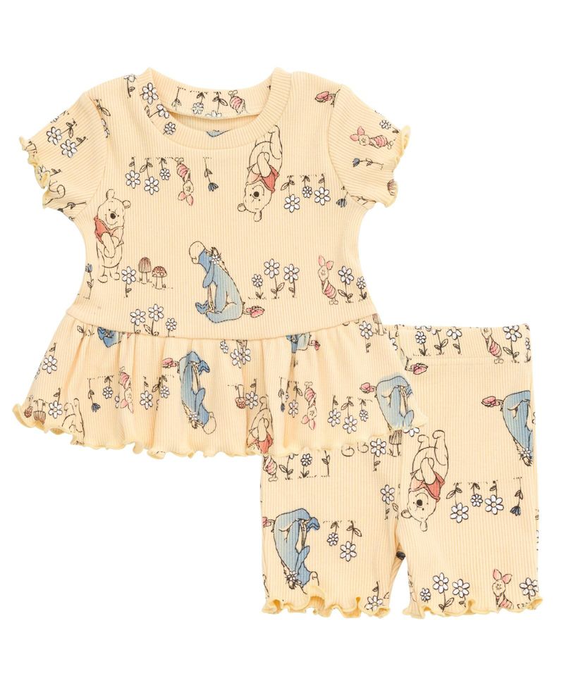 Toddler Girls Peplum T-Shirt and Bike Shorts Outfit Set