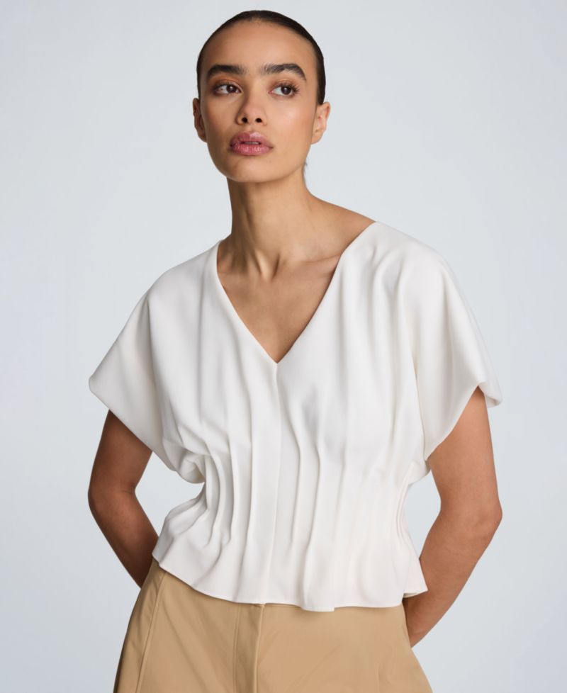 Women's Pleated V-Neck Top
