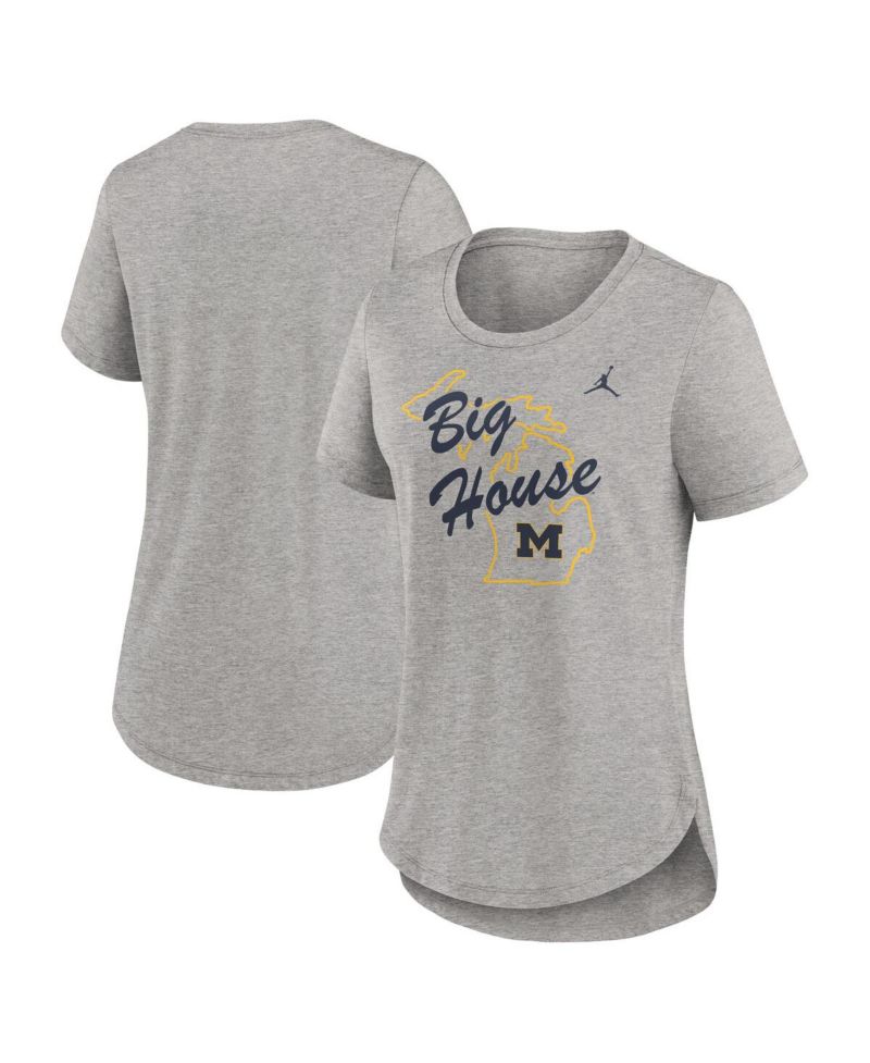 Women's Heather Gray Michigan Wolverines Local Campus Location Mantra Tri-Blend T-Shirt