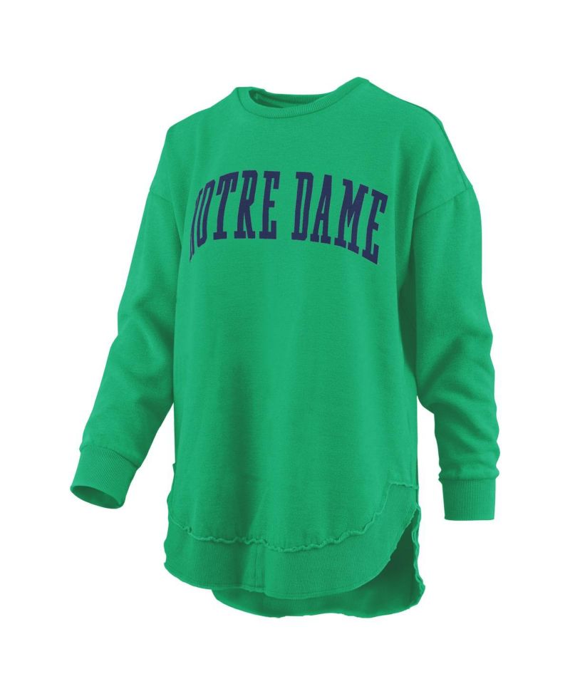 Women's Green Notre Dame Fighting Irish Melange Poncho Vintage Fleece Long Sleeve Pullover Sweatshirt
