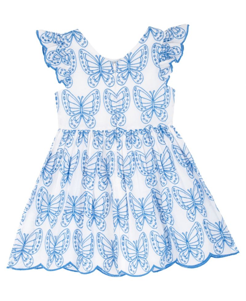 Girls' 2T-6X Eyelet Flutter-Sleeve Dress