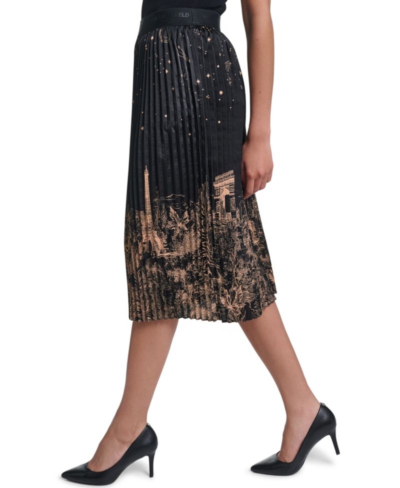 Women's Pleated High-Waisted Midi Skirt