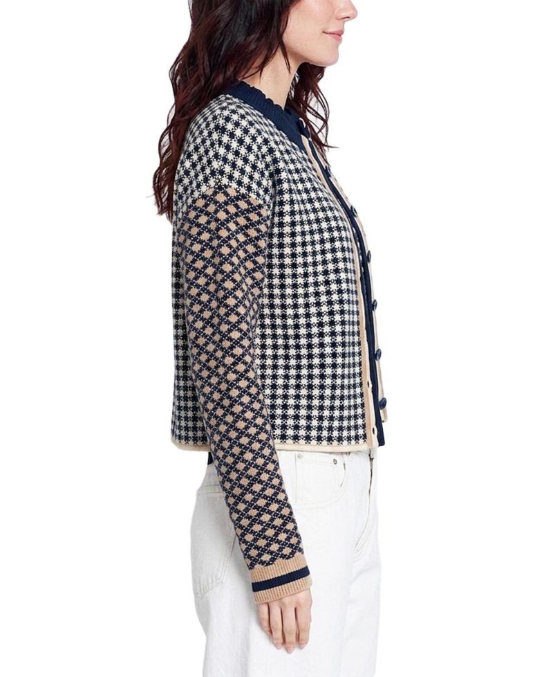 Women's Marlo Mixed Check Plaid Long-Sleeve Cardigan