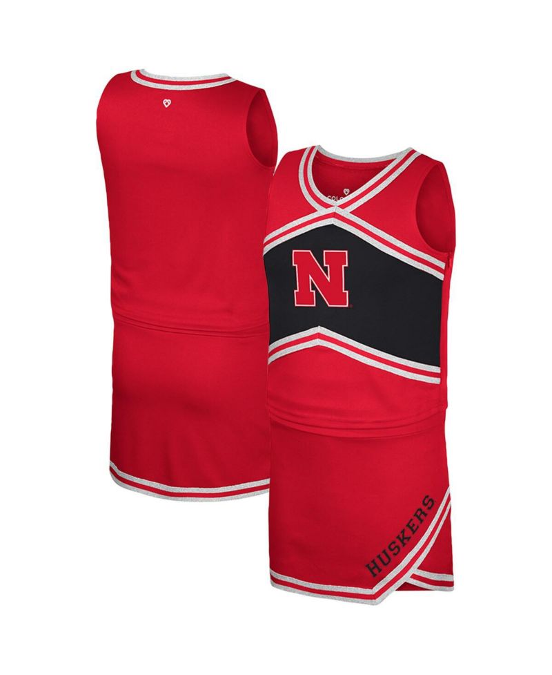 Big Girls 2-Piece Scarlet Nebraska Huskers Cheerleader Top and Skirt Set