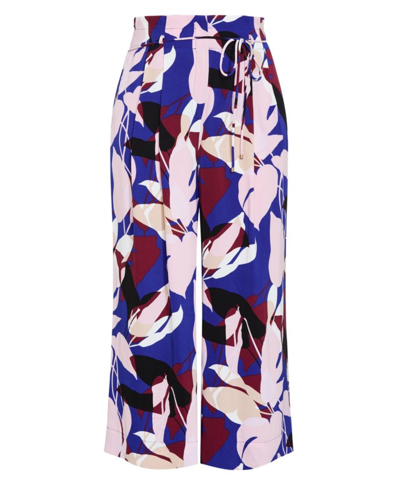 Plus Size Floral-Print High-Rise Wide-Leg Pants