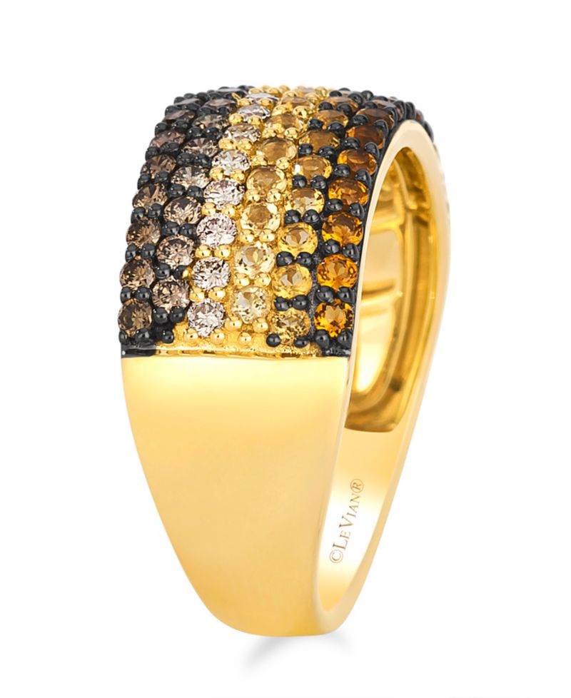 Citrine Ombre (0.55 ct. t.w.) and Chocolate Diamond (0.63 ct. t.w.) Ring in 14k Honey Gold