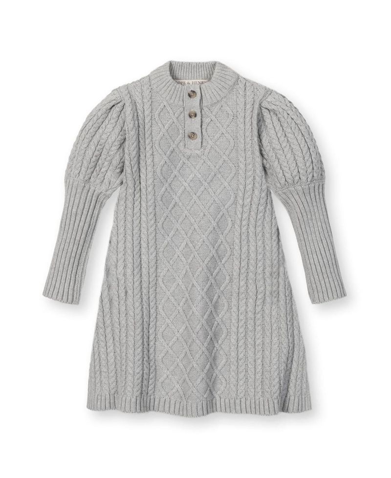 Toddler Girls Hope and Henry Organic Long Sleeve Mock Neck Button Placket Sweater Dress