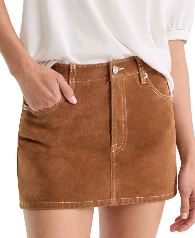 Women's Suede Low-Rise A-Line Mini Skirt