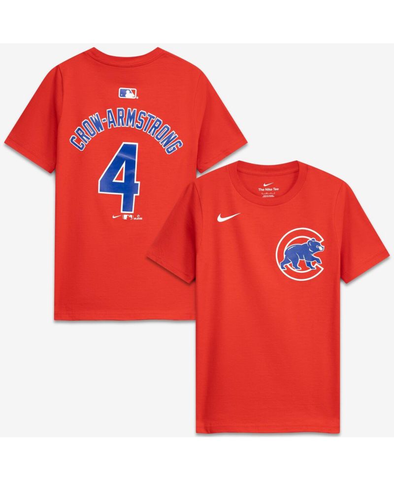 Big Boys and Girls Pete Crow-Armstrong Red Chicago Cubs Name & Number T-Shirt