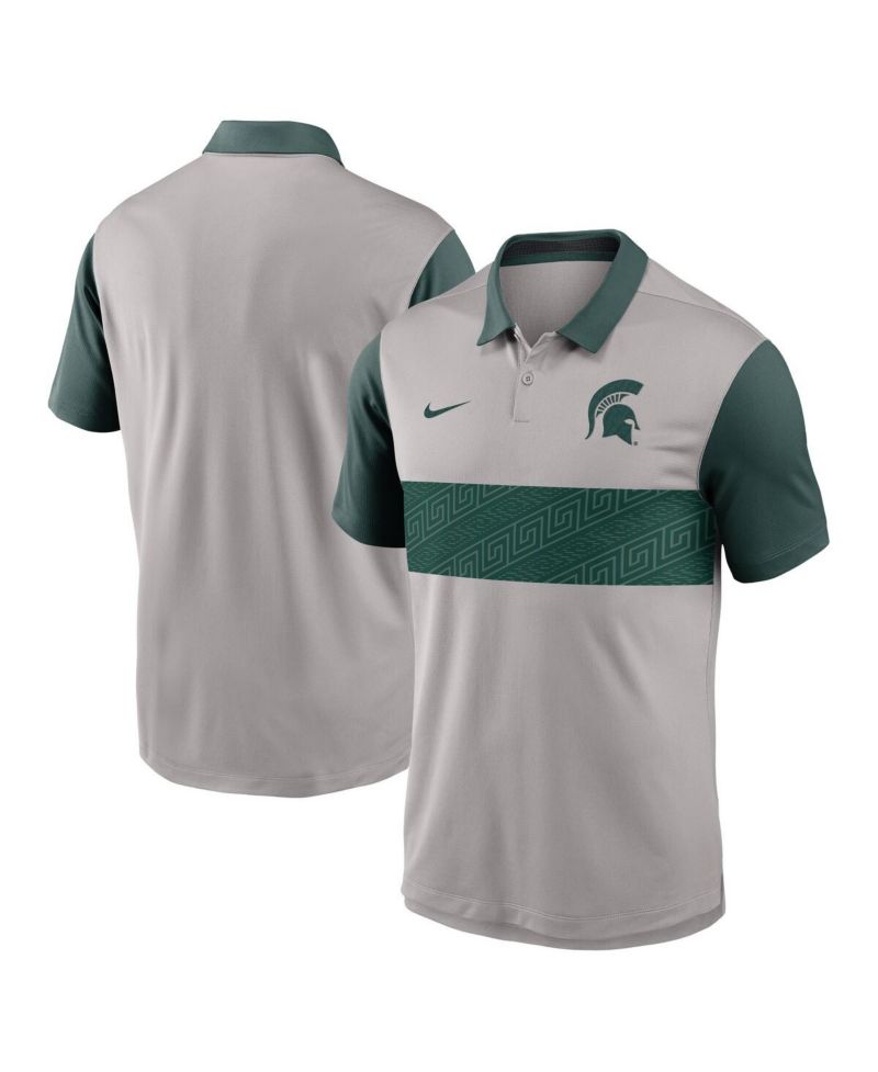 Men's Gray/Green Michigan State Spartans Vapor Performance Polo Shirt