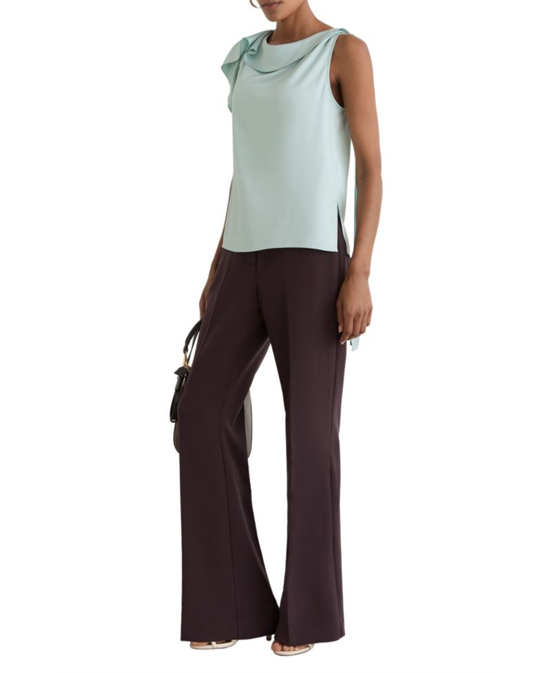 Women's Hanna Cowl Neck Satin Sleeveless Top