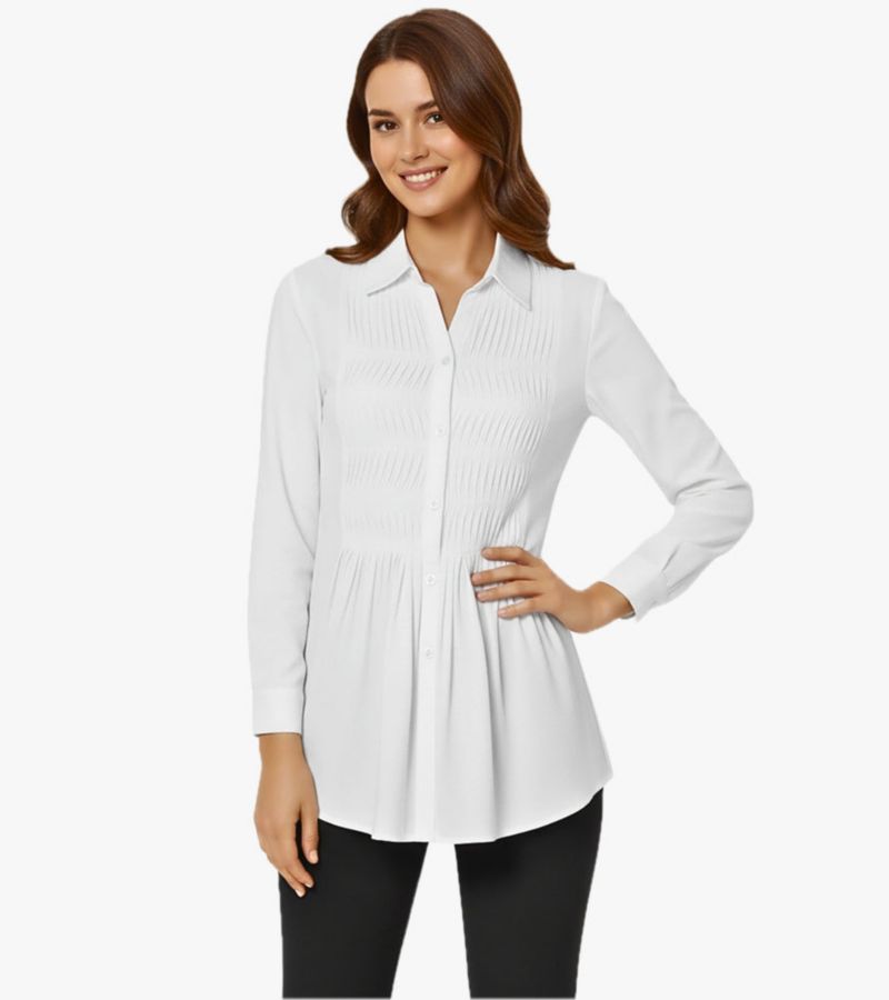 Women's Cotton Poplin Pintuck Detail Lucky Star Shirt