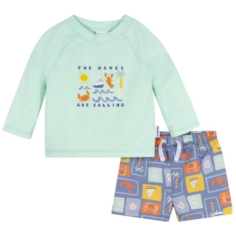 Toddler Boys 2-Piece Rashguard and Trunks Set