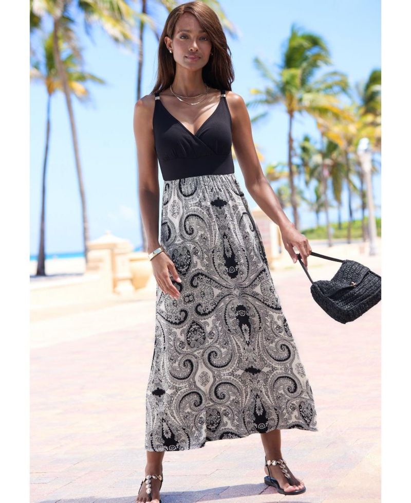 Women's Paisley Empire Waist Maxi Dress