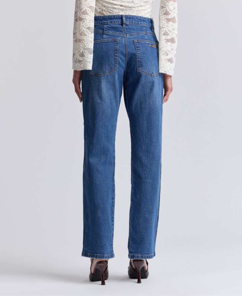 Women's High-Rise Side Shank Straight-Leg Jeans