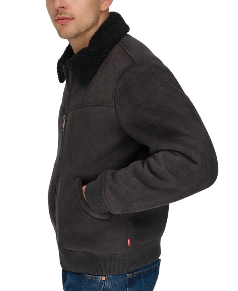 Men's Faux-Shearling Full-Zip Bomber Jacket
