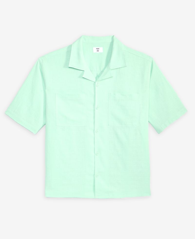 Men's Boxy-Fit Short-Sleeve Linen Shirt