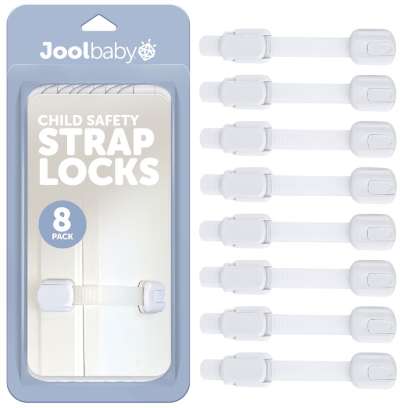 Toddler Multi-Use Safety Strap for Cabinets, Fridges, Drawers, Damage-Free Adhesives Safety Set - 8 Pack