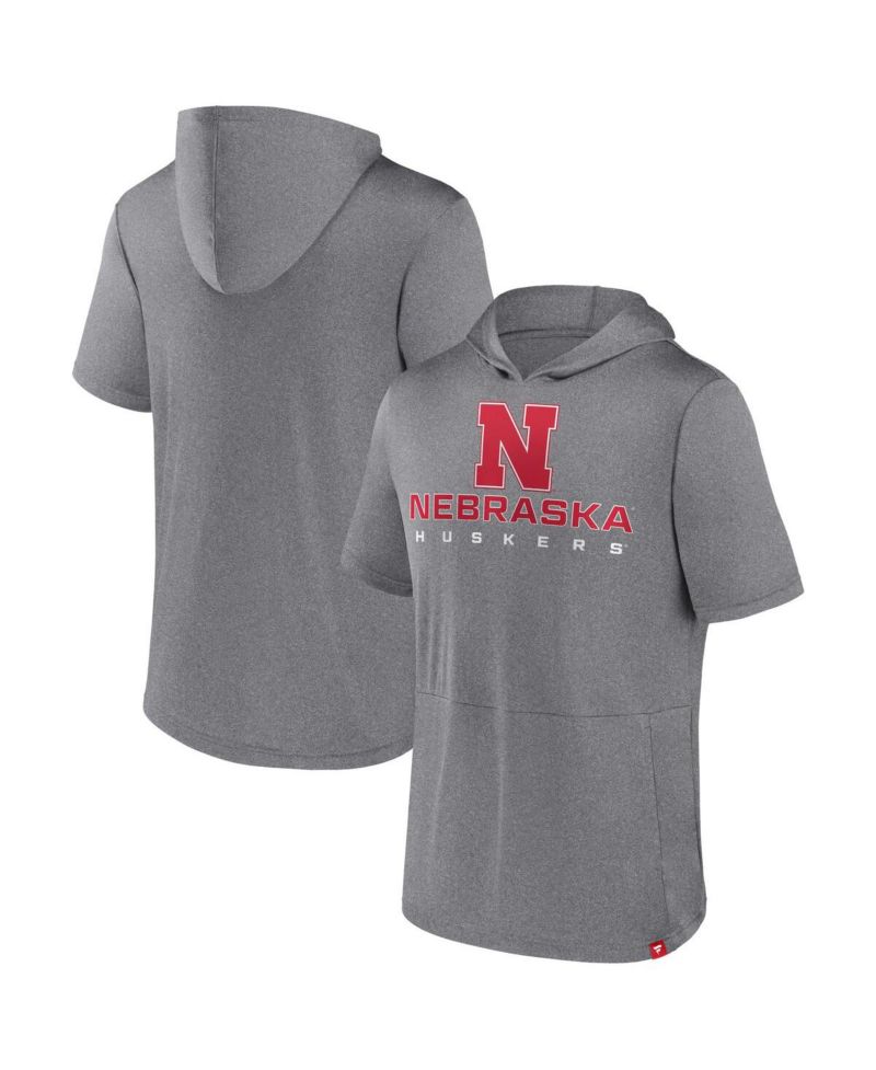 Men's Heather Gray Nebraska Huskers Modern Stack Hoodie T-shirt
