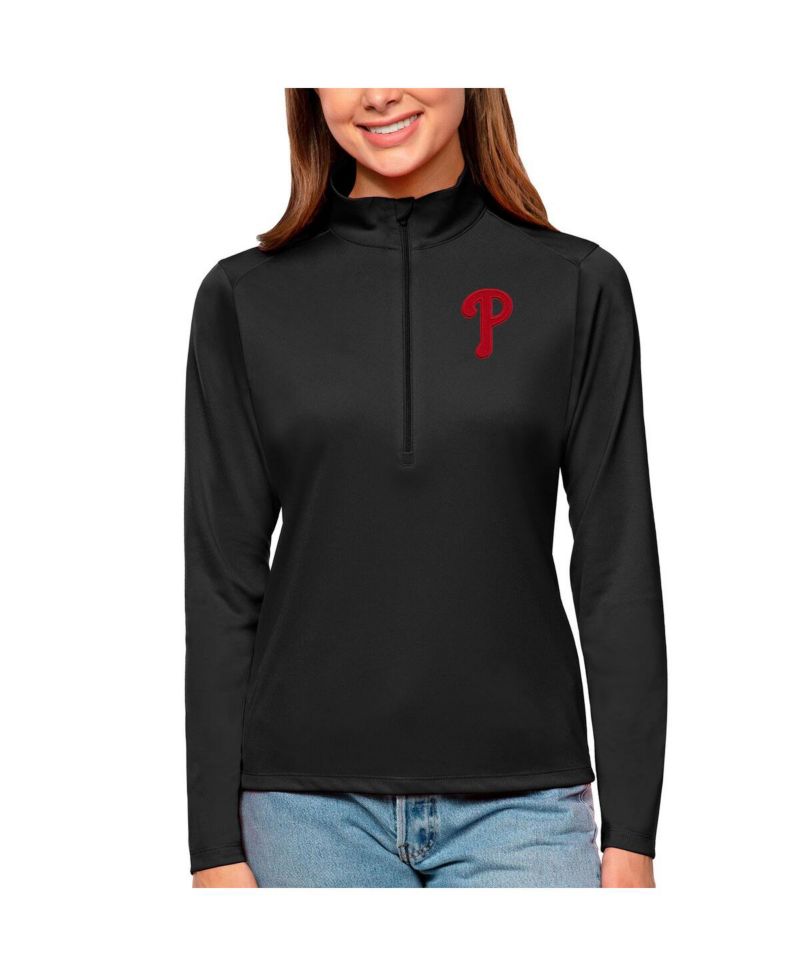 Women's Black Philadelphia Phillies Tribute Quarter-Zip Pullover Sweatshirt