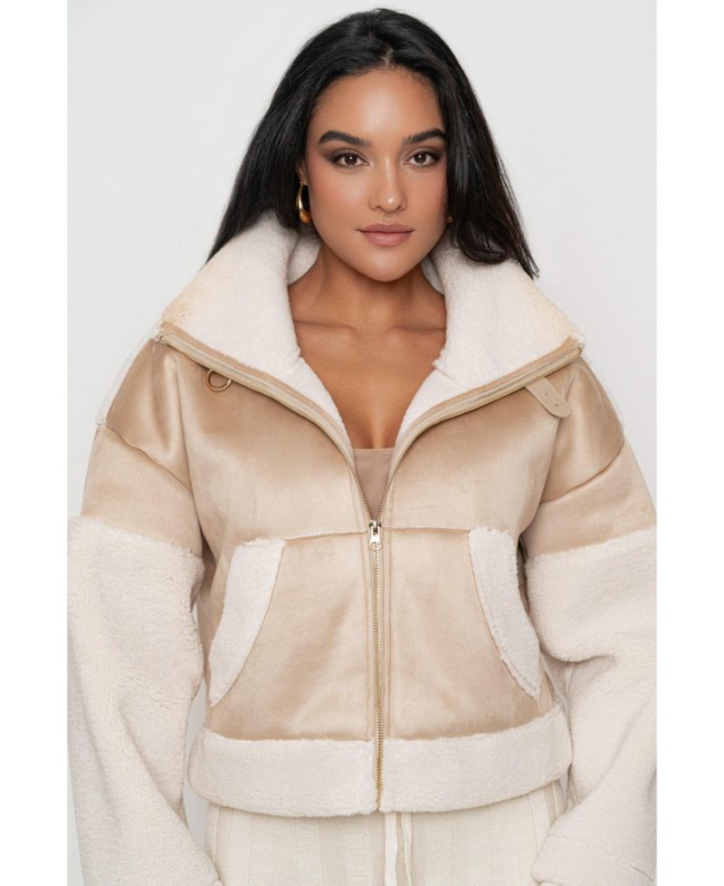Women's Suede And Sherpa Jacket