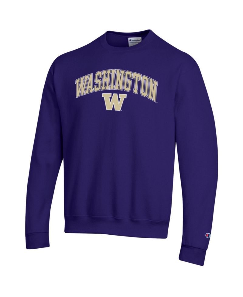 Men's Champion Purple Washington Huskies Arch Over Logo Pullover Sweatshirt