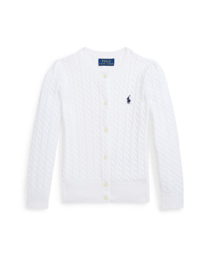 Girls' 2T-6X Cable-Knit Cotton Cardigan
