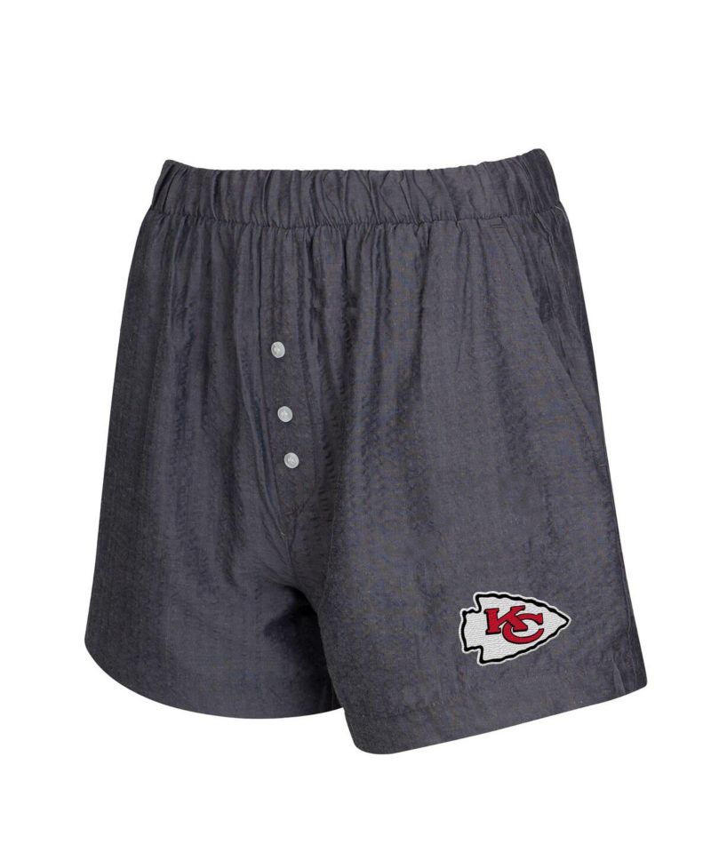 Women's 2-Pack Black Kansas City Chiefs Stripes and Solids Boxer Shorts Set