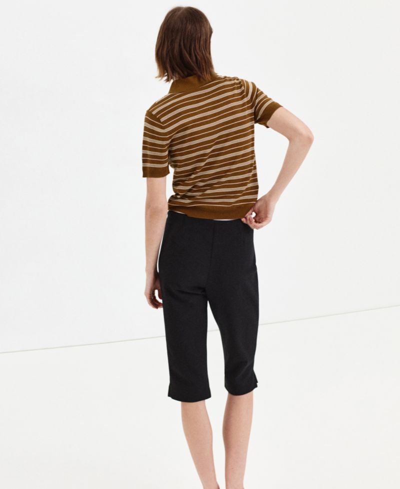 Women's Short-Sleeve Lightweight Cotton-Blend Polo Sweater