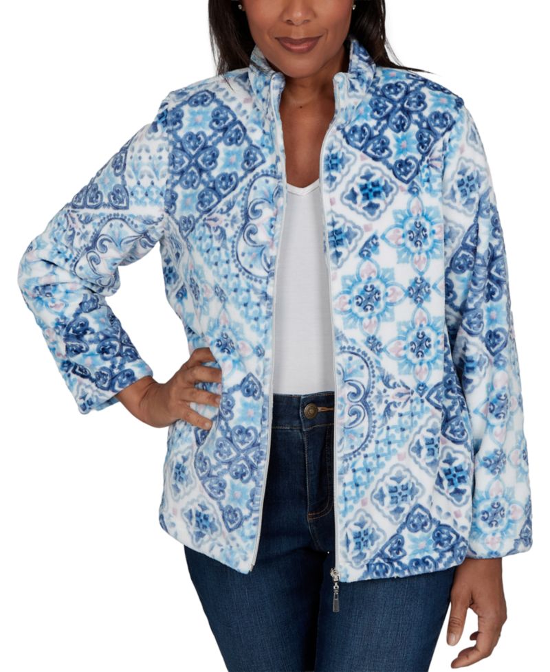 Women's Classic Soft Medallion Zip Front Jacket