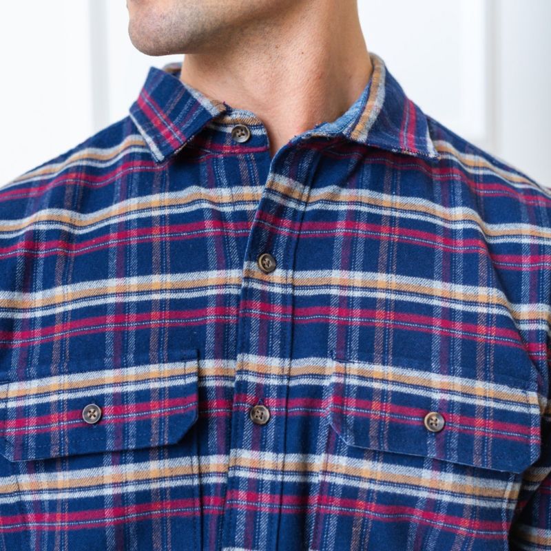 Men's Hope and Henry Organic Long Sleeve Flannel Double Pocket Button Down Shirt