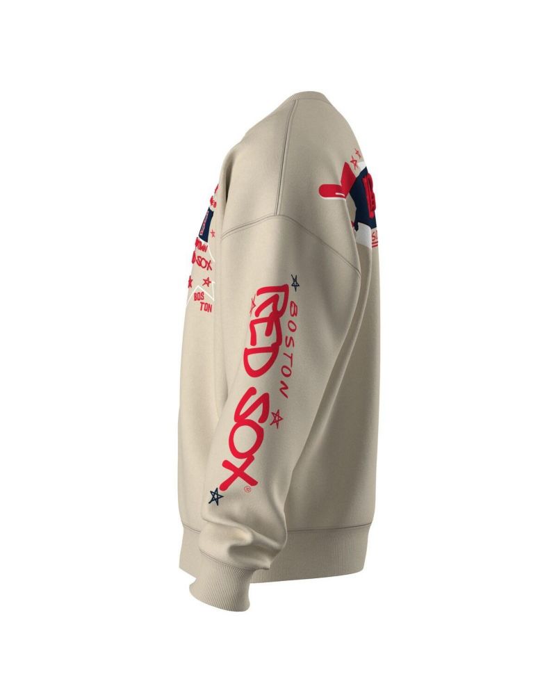 Women's Beige Boston Red Sox Graffiti Fleece Sweatshirt