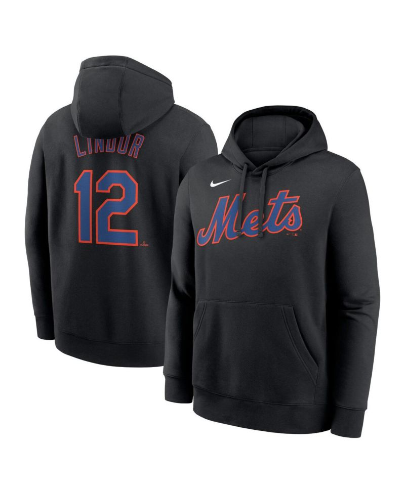 Men's Francisco Lindor Black New York Mets Player Name & Number Club Pullover Hoodie