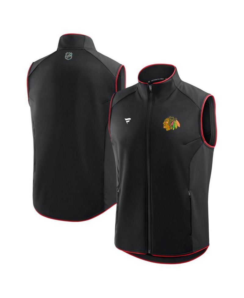 Men's Black Chicago Blackhawks Authentic Pro Rink Full-Zip Vest