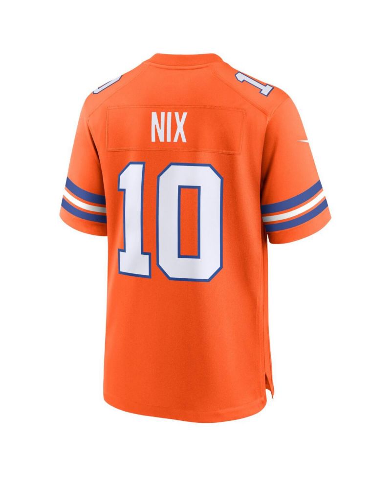 Men's Bo Nix Orange Denver Broncos Mile High Collection 1977 Throwback Player Game Jersey