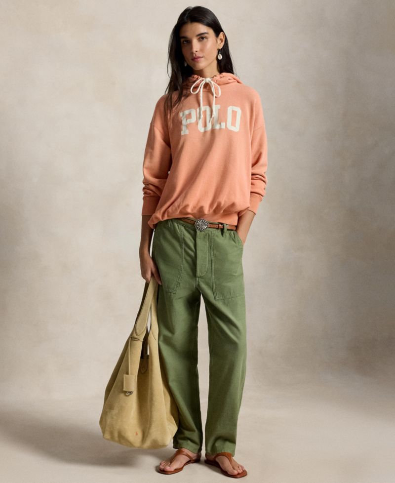 Women's Crewneck Lightweight Logo-Print Hoodie