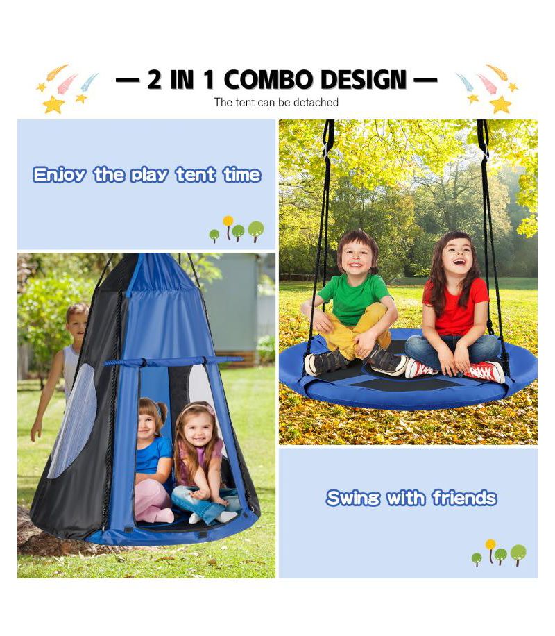 Boys 2-in-1 40 Inch Hanging Chair Detachable Swing Tent