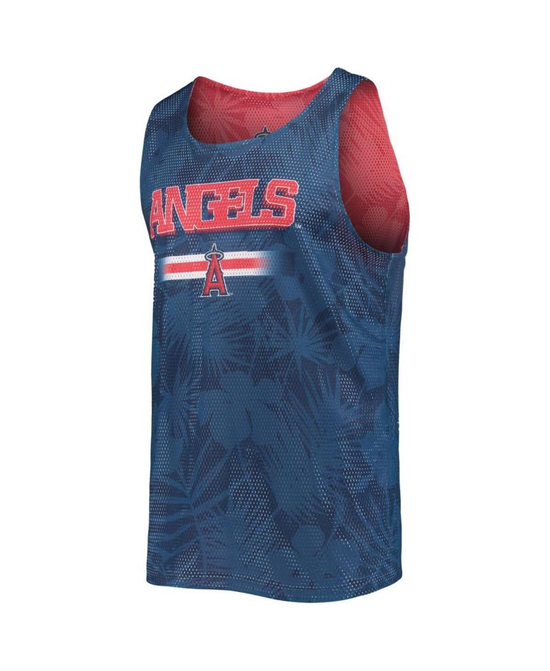 Men's Red, Navy Los Angeles Angels Floral Reversible Mesh Tank Top