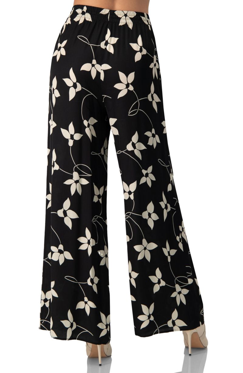 Women's Wide-Leg Floral Print Pants with Pockets