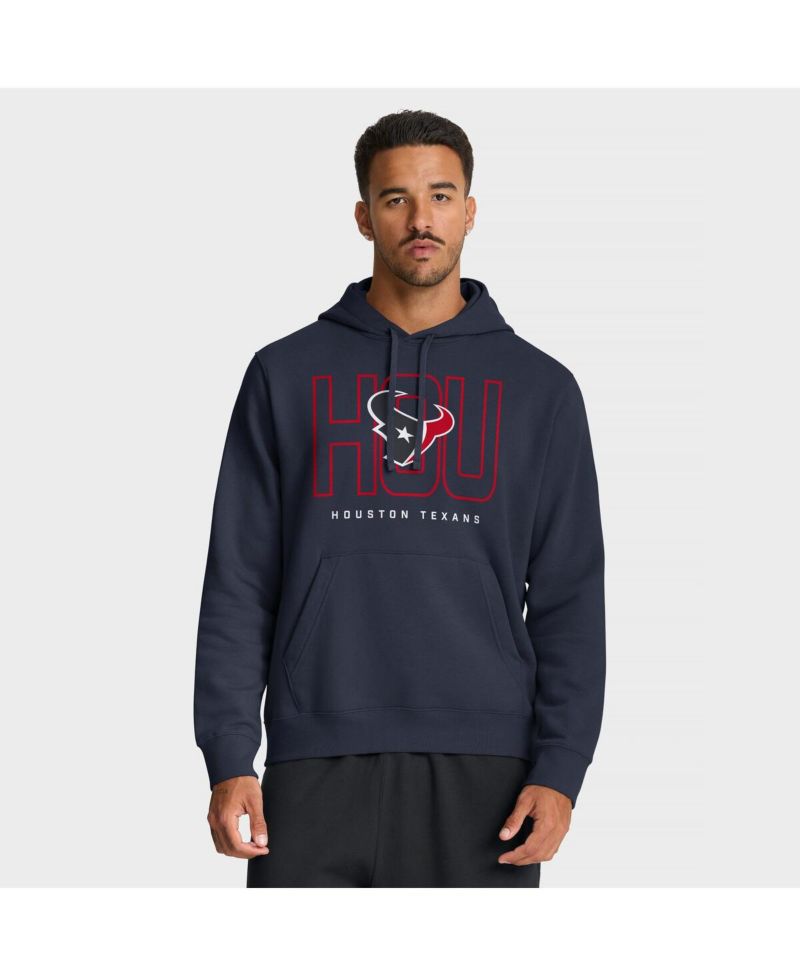 Men's Navy Houston Texans Busted Play Club Fleece Pullover Hoodie