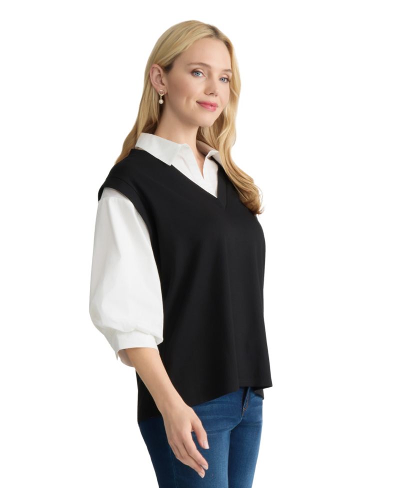 Petite Collared Serenity Twofer Top